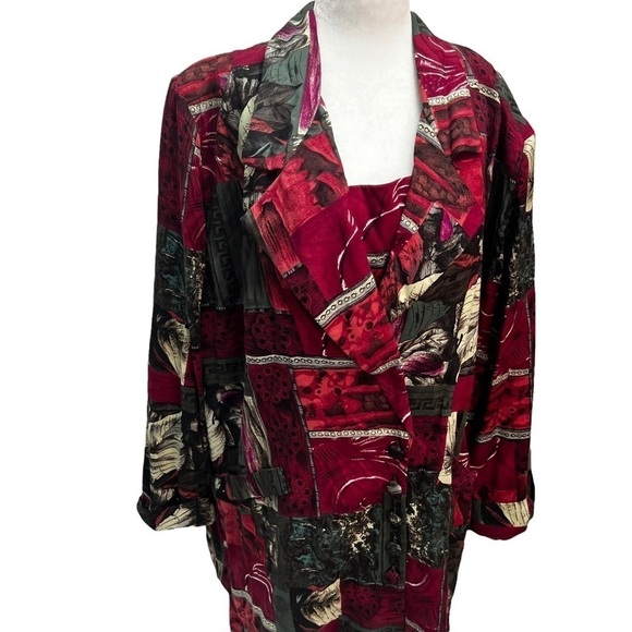 VINTAGE❤️LESLIE Belle Two Piece Burgundy Suit Size XL - Picture 4 of 16